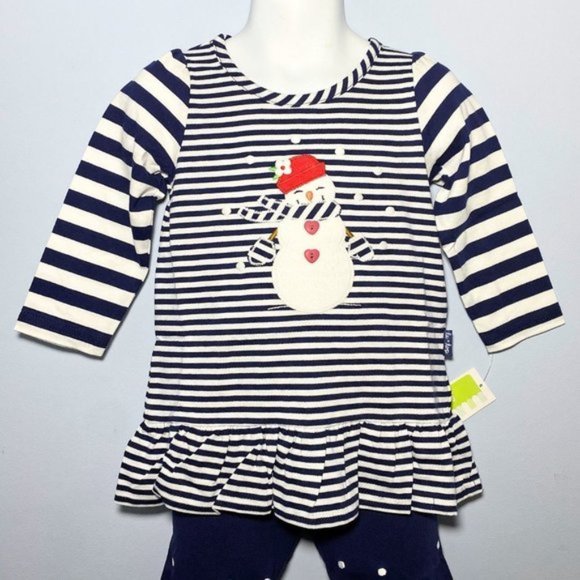 Le Top Toddler Boutique Girls Holiday Snowman Top & Pants Outfit Set Sz 18M NWT - Picture 2 of 9